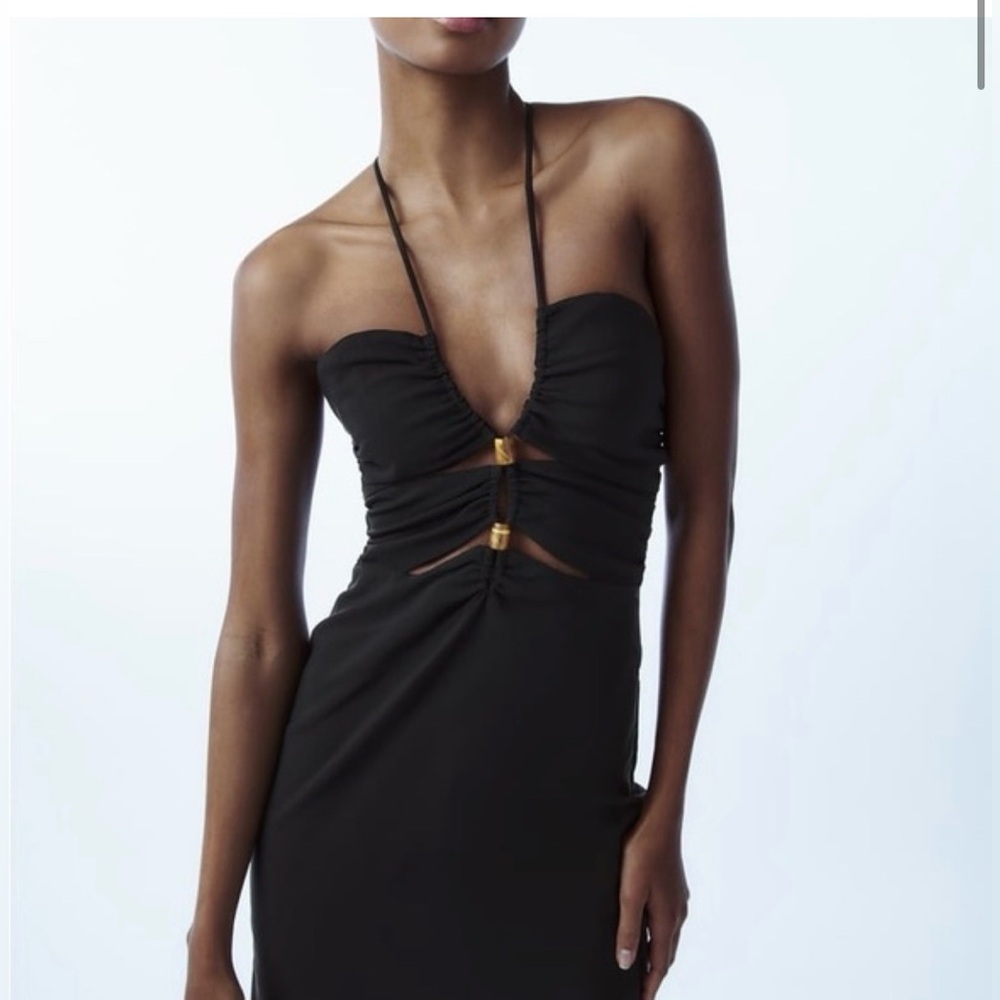 Zara Black Cutout Midi Dress